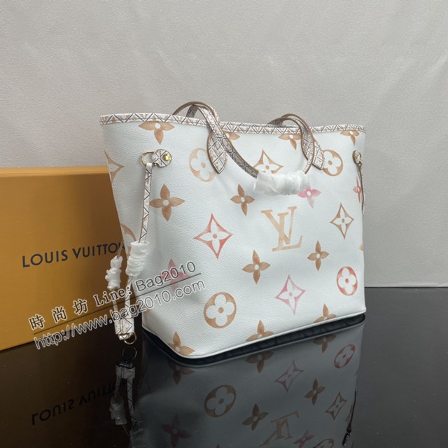 Lv路易威登2023專櫃新款Neverfull中號手袋 LV淡雅帆布描繪購物袋 M22978 M22979 M22980 ydh5094